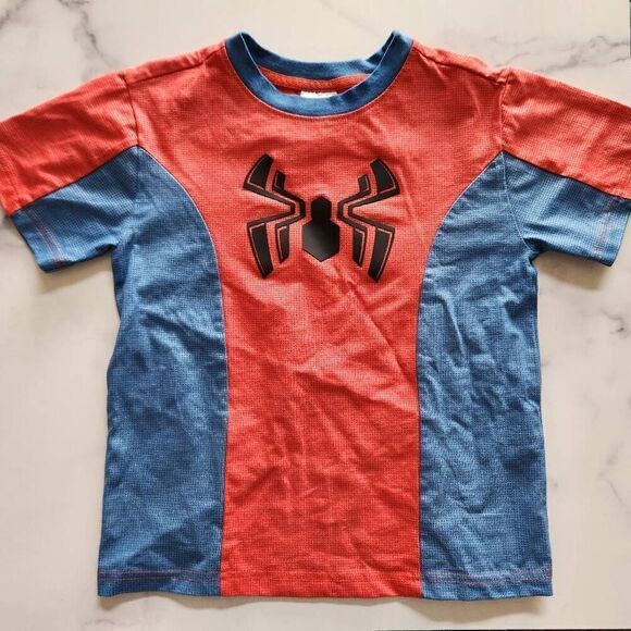 Spider-Man costume t-shirt red blue textured boys size 7-8 year short sleeve - Picture 2 of 5